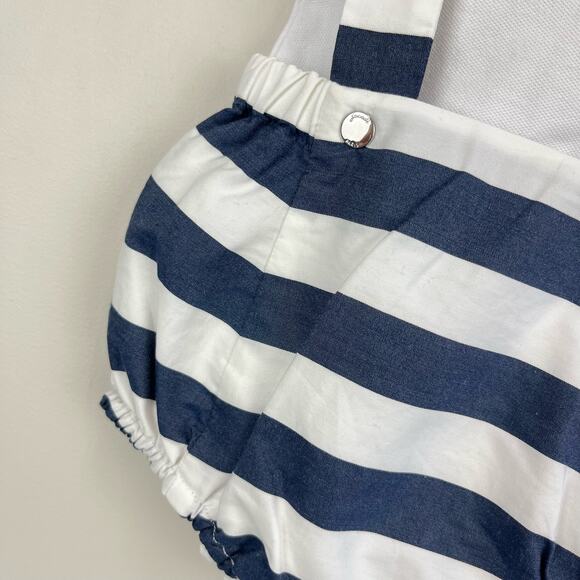 Jacadi Paris Striped Bubble Shortall Romper Set 3 Months - Picture 5 of 13